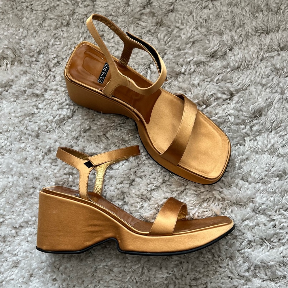 Vintage Casadei satin platform sandals - Picture 1 of 12